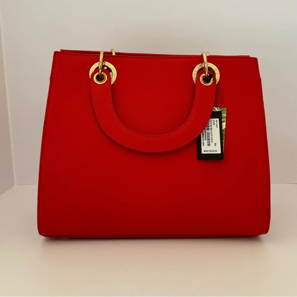 BADGLEY MISCHKA Red Handbag with Gold accents purse/tote bag - Picture 2 of 3